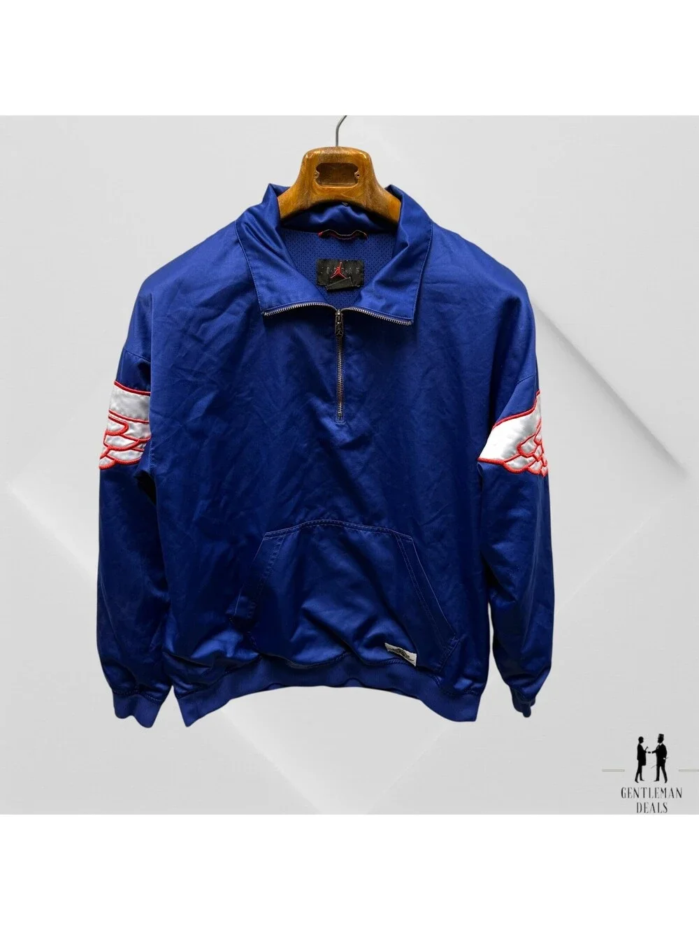 Air Jordan Satin Quarter Zip Long-Sleeve Pullover Wings Logo Mens M Medium